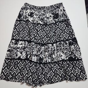 Elementz Black White Tiered Boho Maxi Skirt Women’s XL